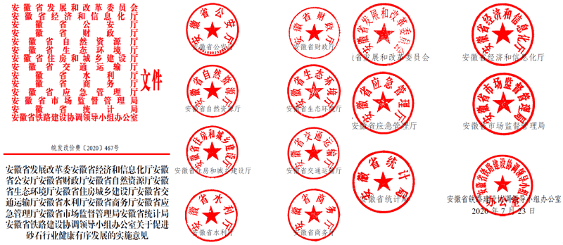為促進機制砂健康有序發(fā)展，安徽省發(fā)改委發(fā)布了實施方案文件